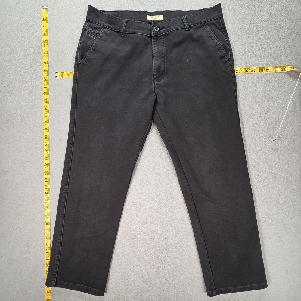 Burberry London Pants Mens 34x28 Black‎ Chino Straight Leg Stretch Casual Logo